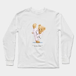 Cute bear design "Kick Ass" Long Sleeve T-Shirt